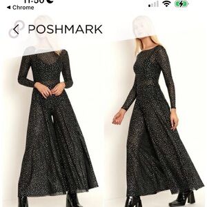 Blackmilk Midnight Sky Sheer Jumpsuit Black Silver